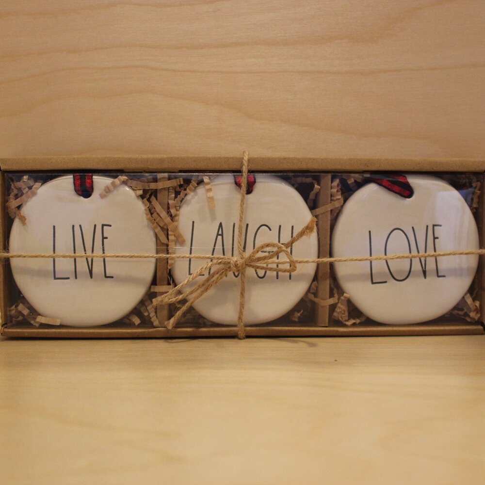 Rae Dunn Christmas Holiday Disc Ornaments - Set of 3 - Picture 2 of 4